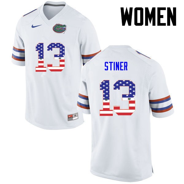 Florida Gators Women #13 Donovan Stiner College Football Jersey USA Flag Fashion White